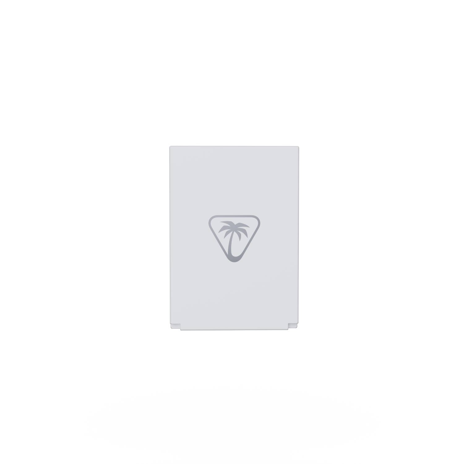 Una caja blanca con un logo gris de palmera en el centro, aislada sobre fondo blanco.