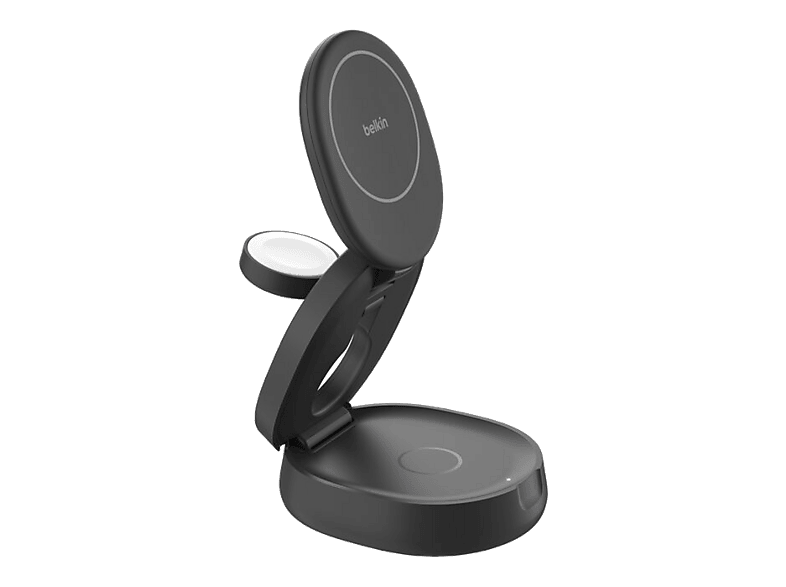Cargador móvil inalámbrico - Belkin WIZ034KQBK, Compatible con Qi2 o MagSafe, Convertible 3 en 1, Plegable, Negro