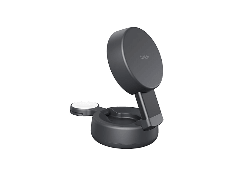 Cargador móvil inalámbrico - Belkin WIZ043kqCH, Compatible con Qi2 o MagSafe, 25 W, En vertical apaisado, 2 en 1, Negro