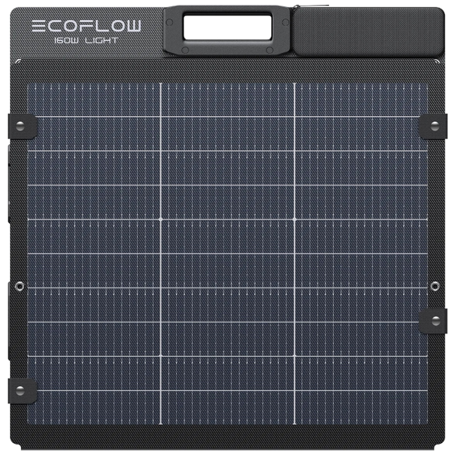 An open black solar panel with EcoFlow logo and 160W LIGHT text.