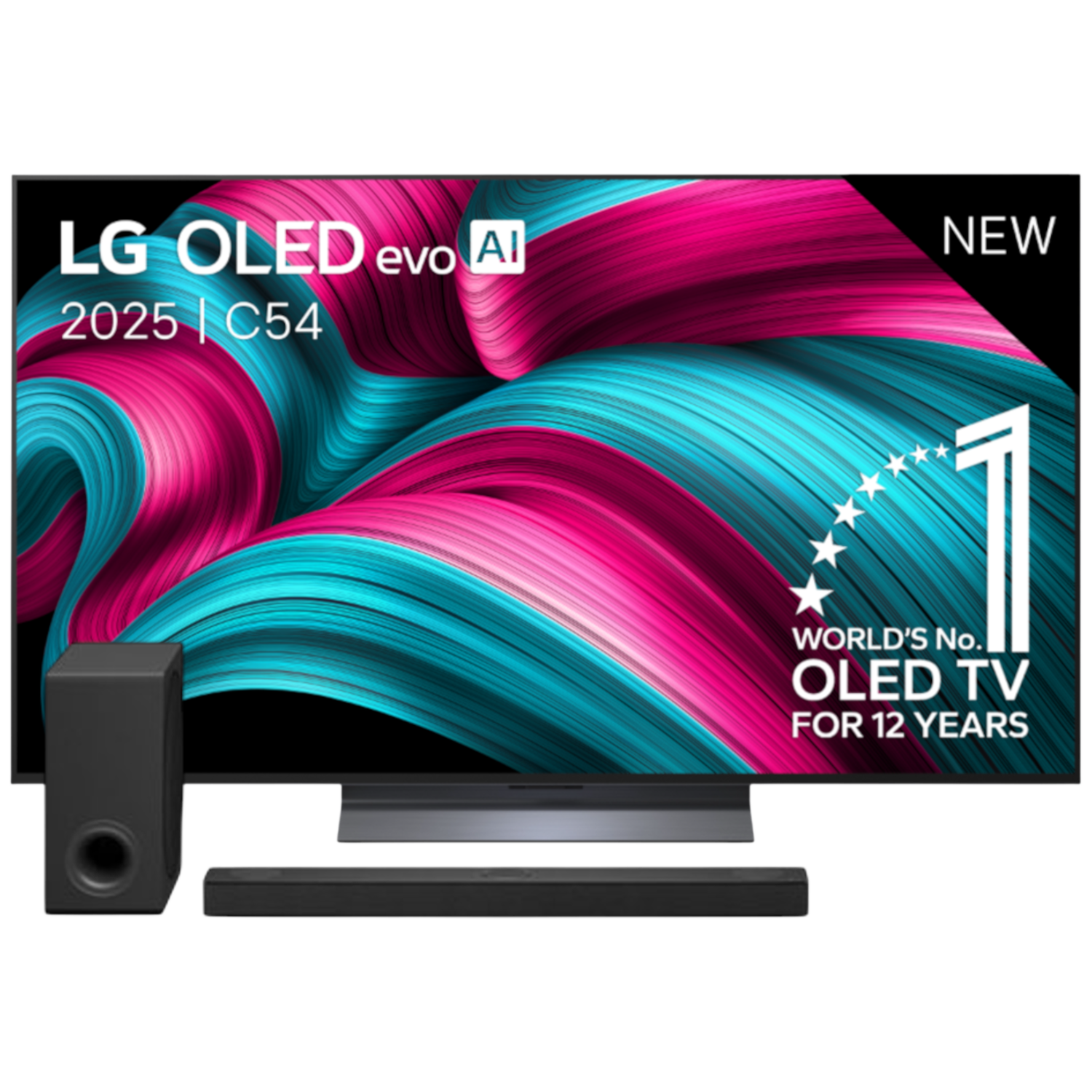 TV LG OLED evo AI 2025 C54 avec barre de son et caisson, N° 1 mondial.