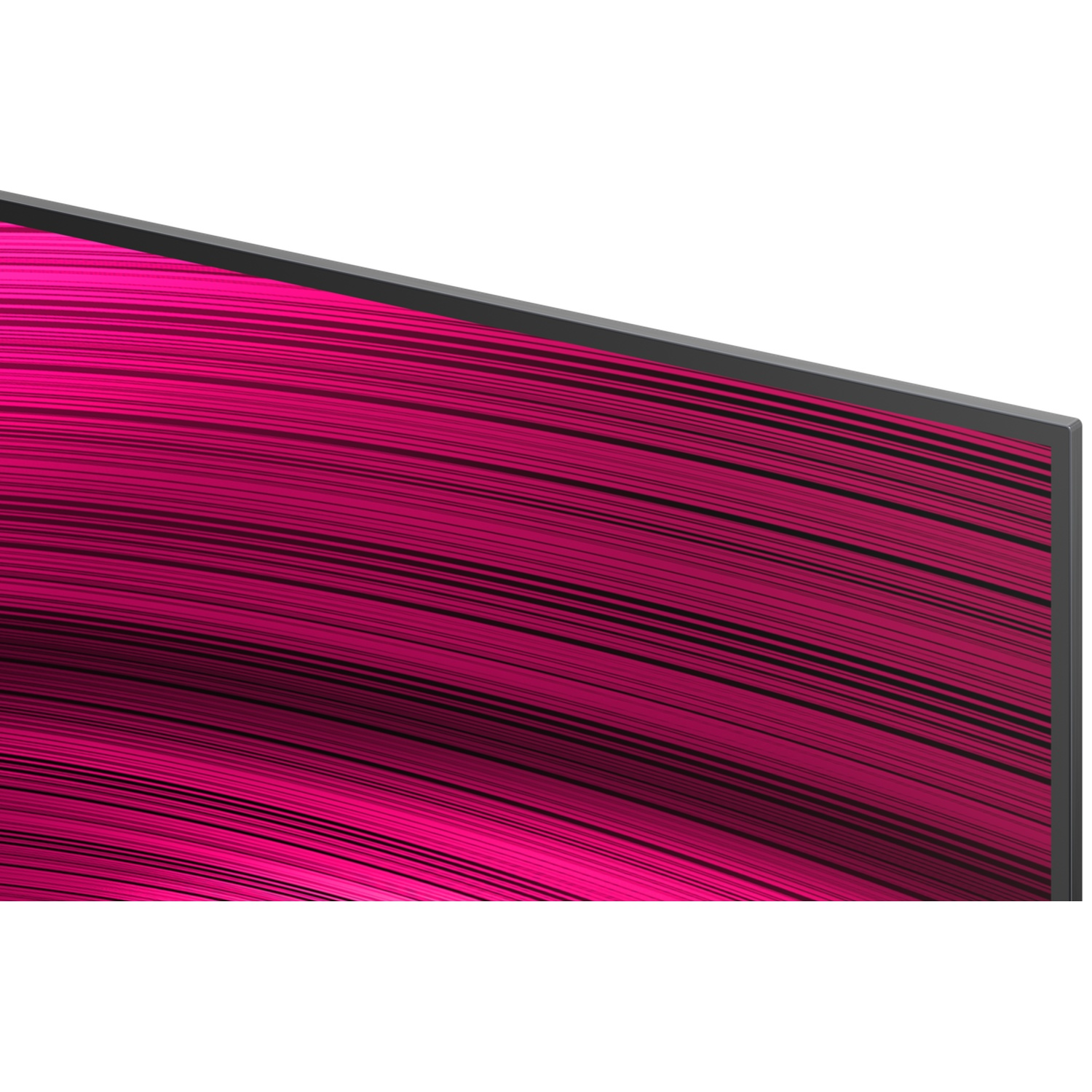 Partie d'un écran avec un fond rose vif orné de lignes noires.
