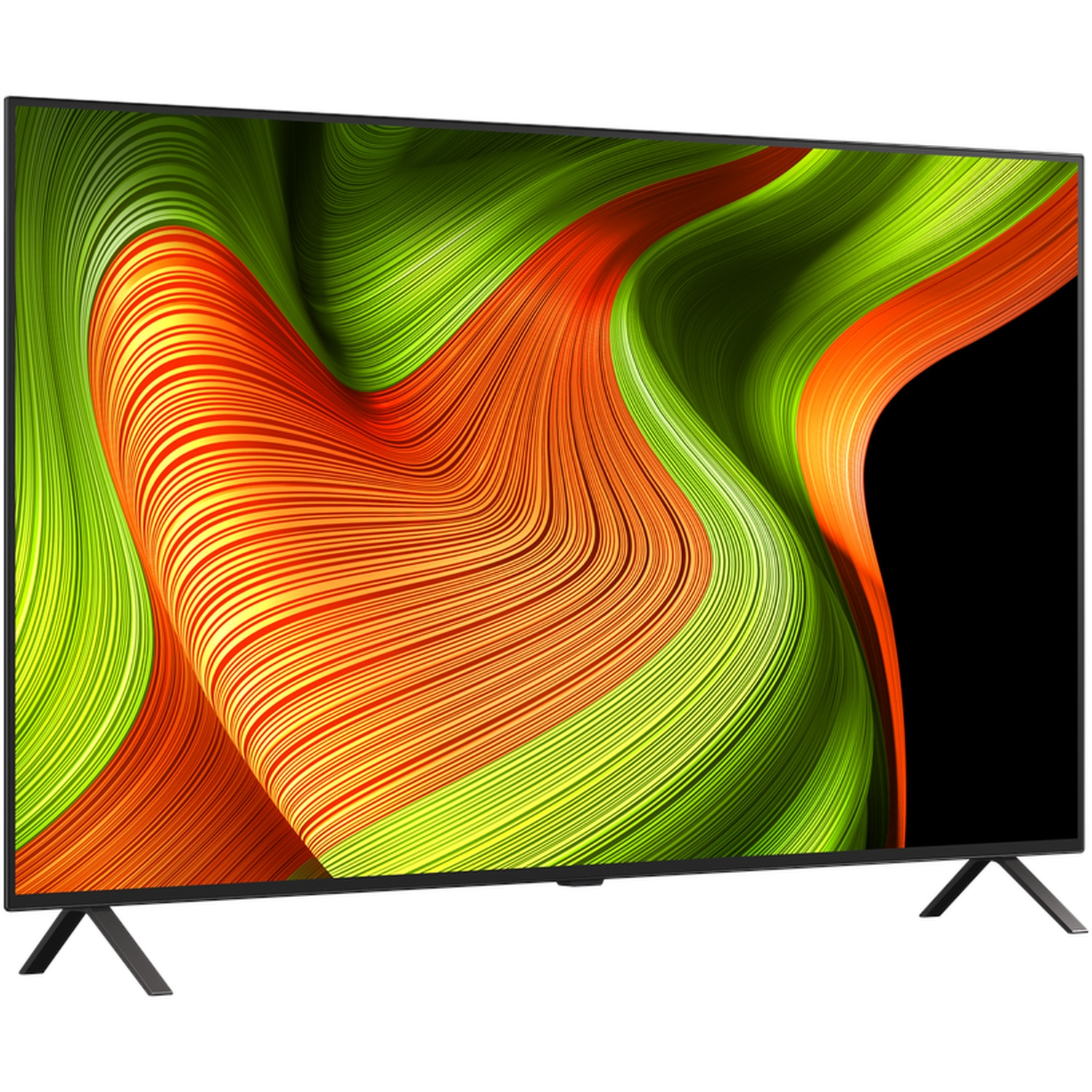 Un téléviseur moderne affichant un fond coloré abstrait et vibrant.