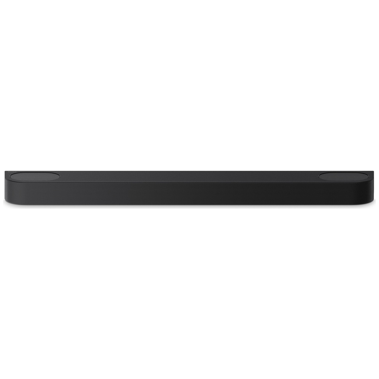 Haut-parleur rectangulaire noir aux coins arrondis et deux commandes ovales.