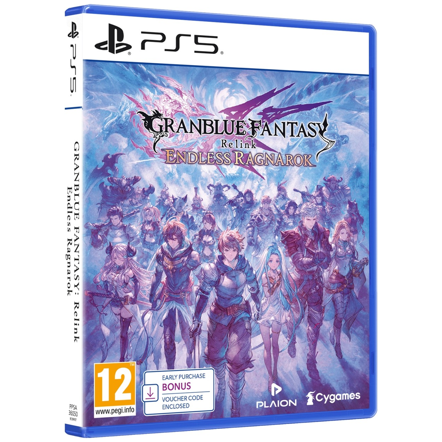 PS5-speldoos met personages en de titel Granblue Fantasy: Relink.