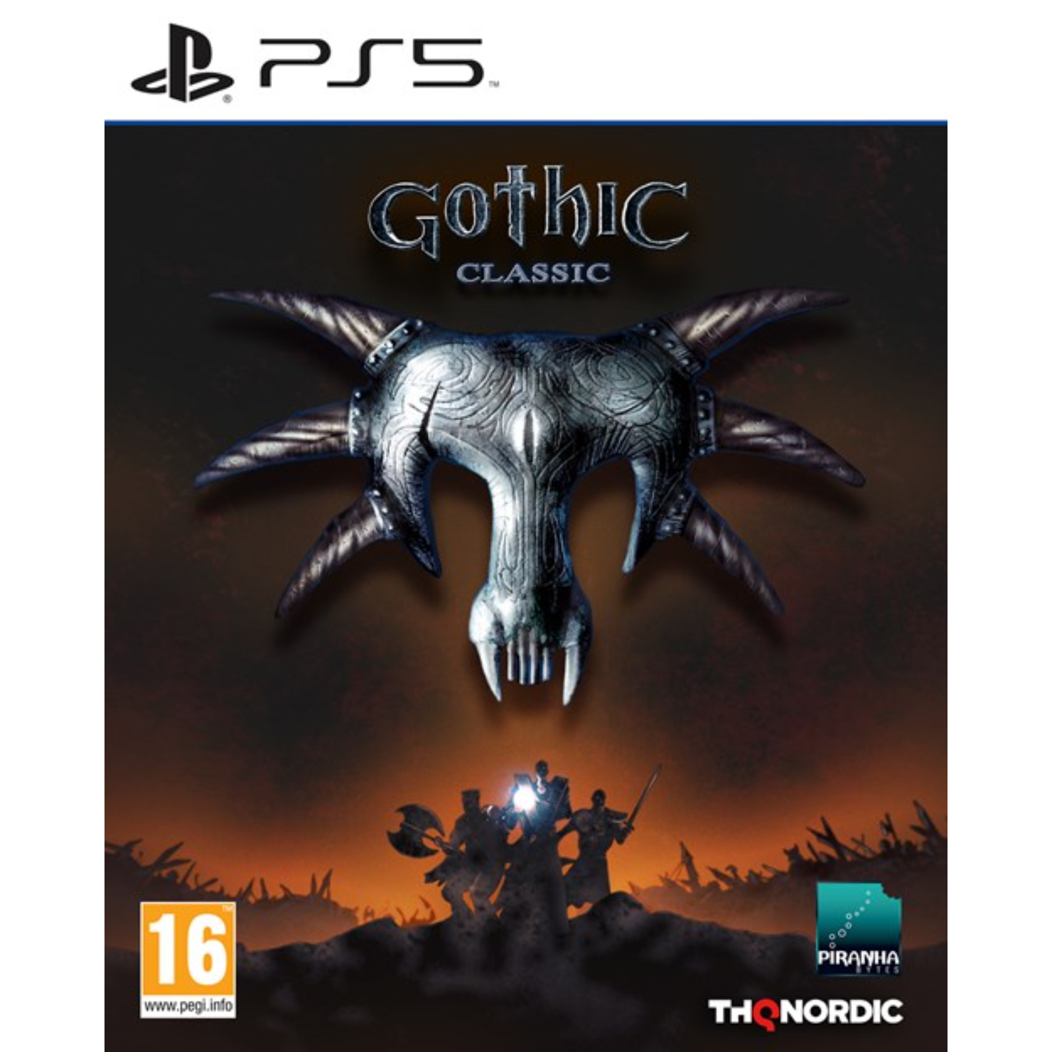 De cover toont een grimmig doodshoofd-embleem en drie krijgers in silhouet.