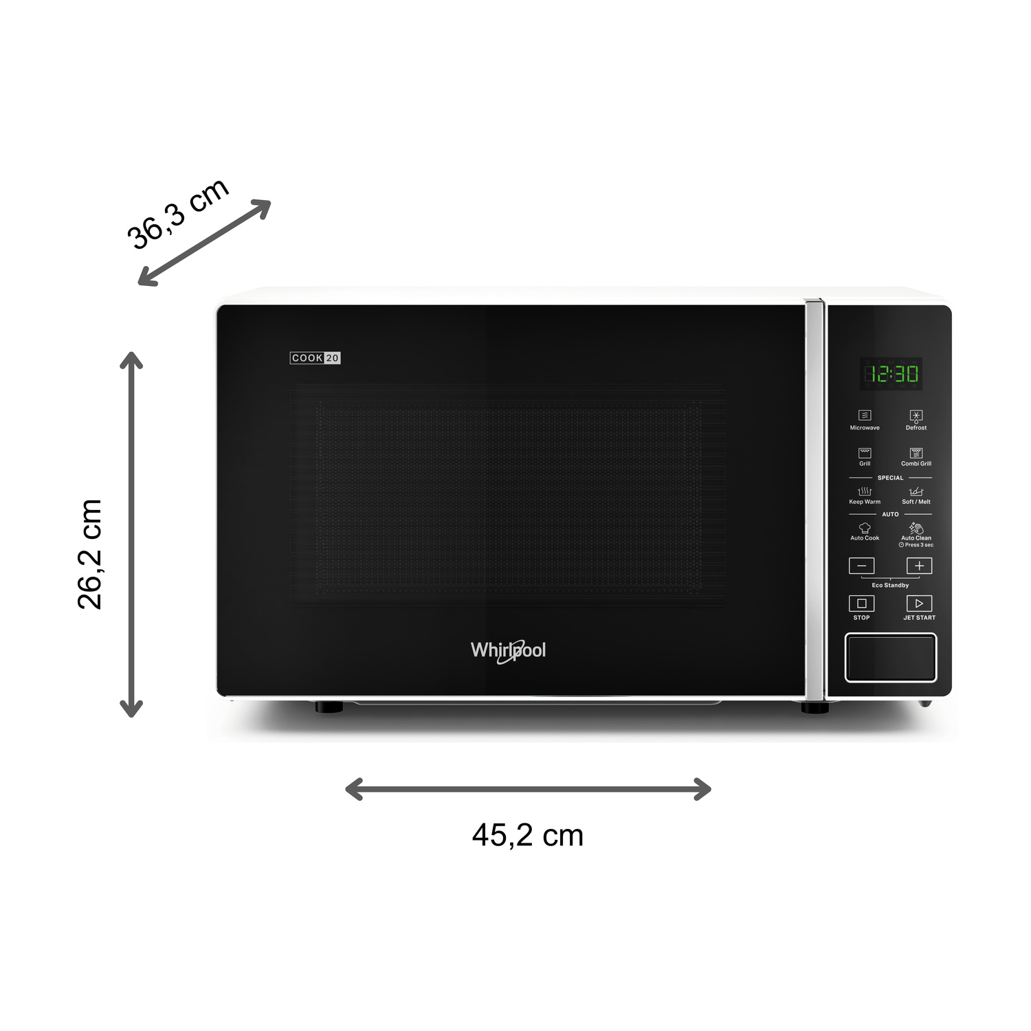 WHIRLPOOL MWP 203 W MICROONDE + GRILL, potenza microonde 700 W, capacità 20 l, 5 livelli di potenza, funzione grill 1000 W, Bianco