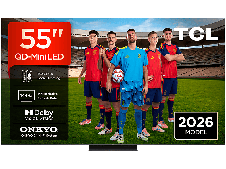 TV QD-Mini LED 55" - TCL 55C6K PRO, UHD 4K, AiPQ Pro Processor (MT9653), Smart con Google TV, Dolby Vision-Atmos, Negro