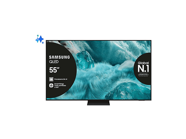 SAMSUNG Q7F5AUXZT4, Smart TV QLED 55'', 4K, Processore Q4 AI, 4K Upscaling, Color Booster Pro, OTS Lite, Air Slim Design
