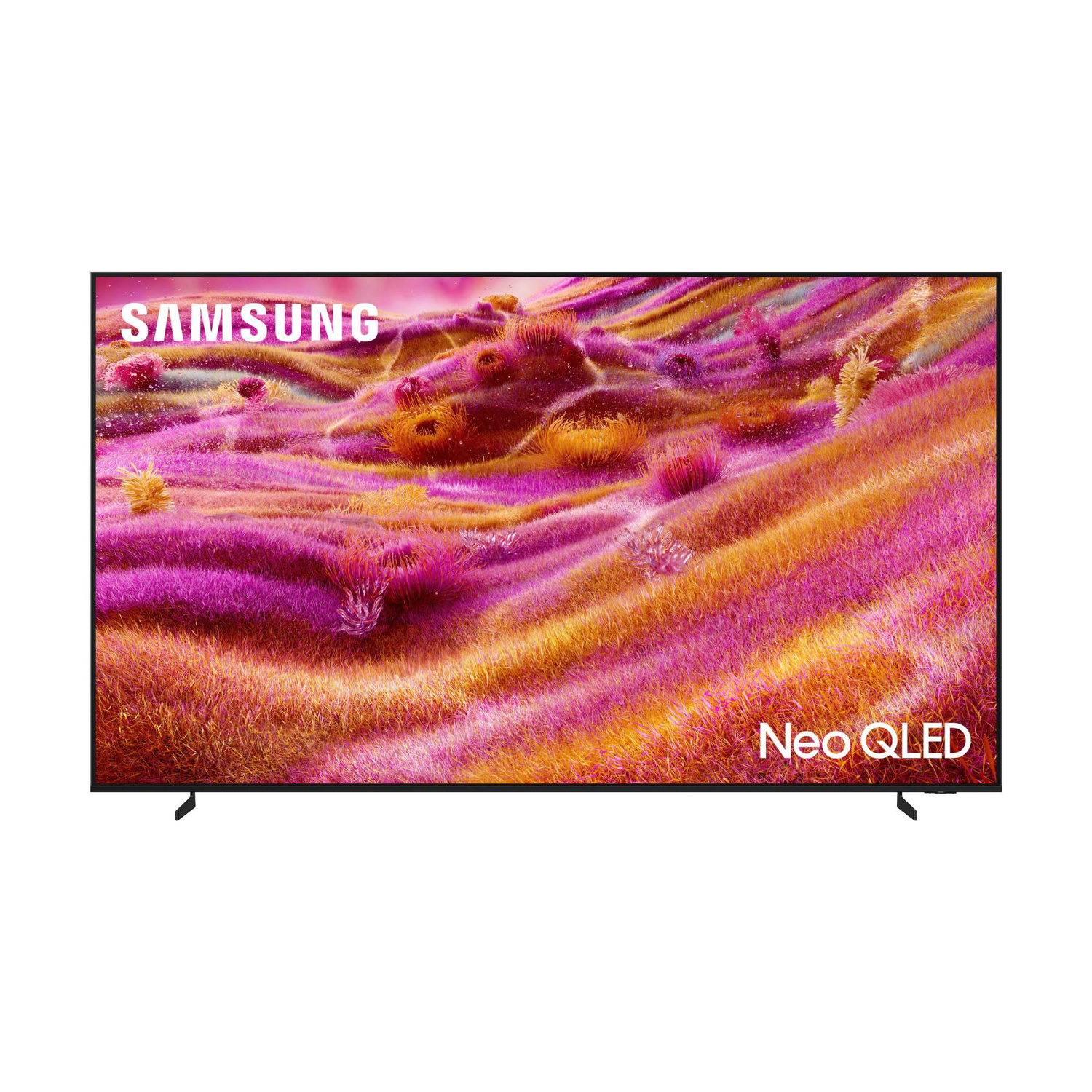 TV Samsung Neo QLED con immagine astratta e colorata.