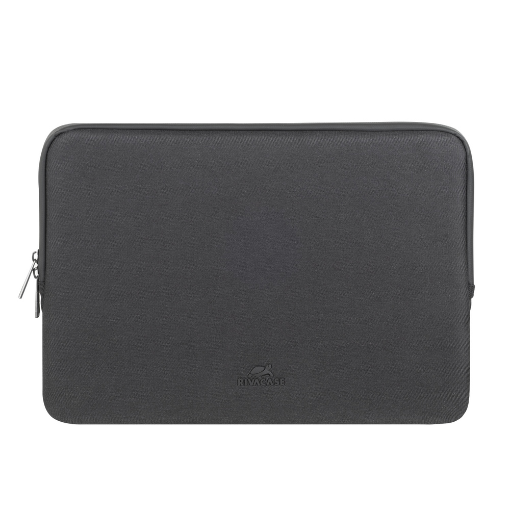 Sötétszürke laptop tok cipzárral és logóval.