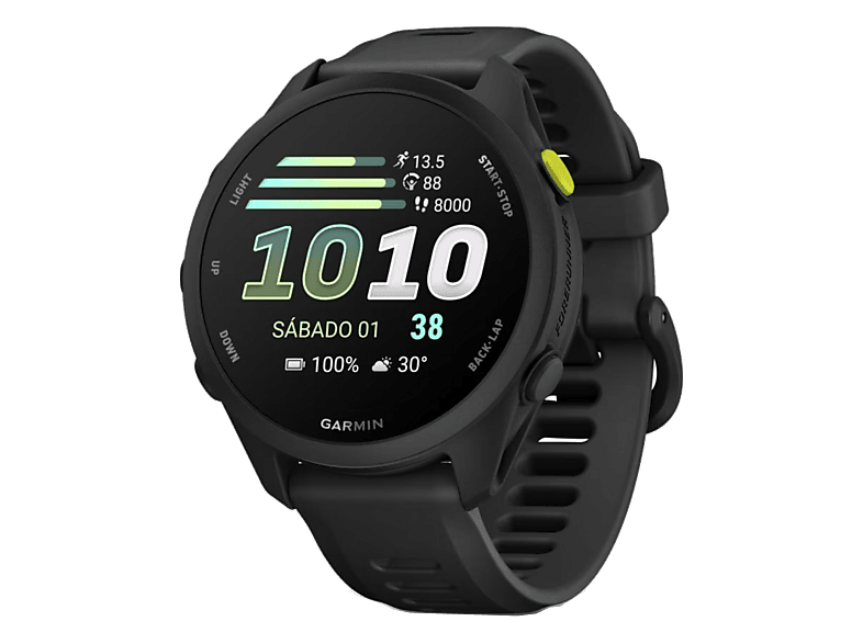 Reloj deportivo - Garmin Forerunner 70, Negro, 20mm, Hasta 13 días de Autonomía, Pantalla Táctil AMOLED 1.2", 5 ATM