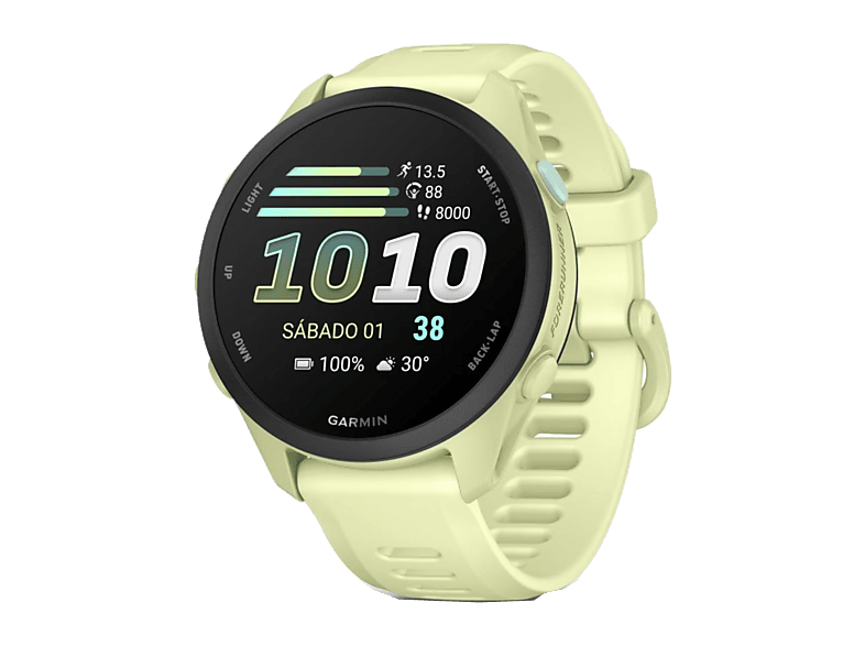 Reloj deportivo - Garmin Forerunner 70, Amarillo, 20mm, Hasta 13 días de Autonomía, Pantalla Táctil AMOLED 1.2", 5 ATM