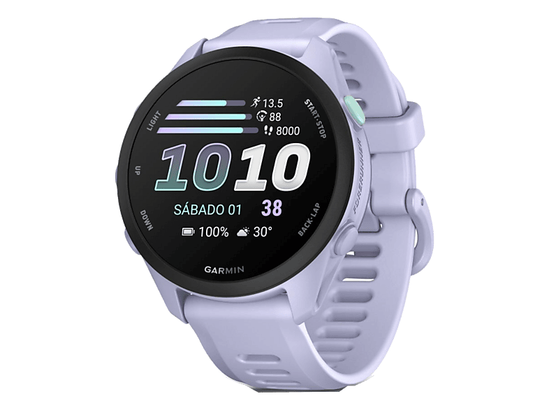 Reloj deportivo - Garmin Forerunner 70, Morado, 20mm, Hasta 13 días de Autonomía, Pantalla Táctil AMOLED 1.2", 5 ATM