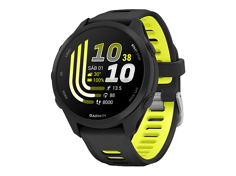 Reloj deportivo - Garmin Forerunner 170, Negro, 20 mm, Pantalla Táctil AMOLED de 1.2", Hasta 10 días Autonomía, 5 ATM