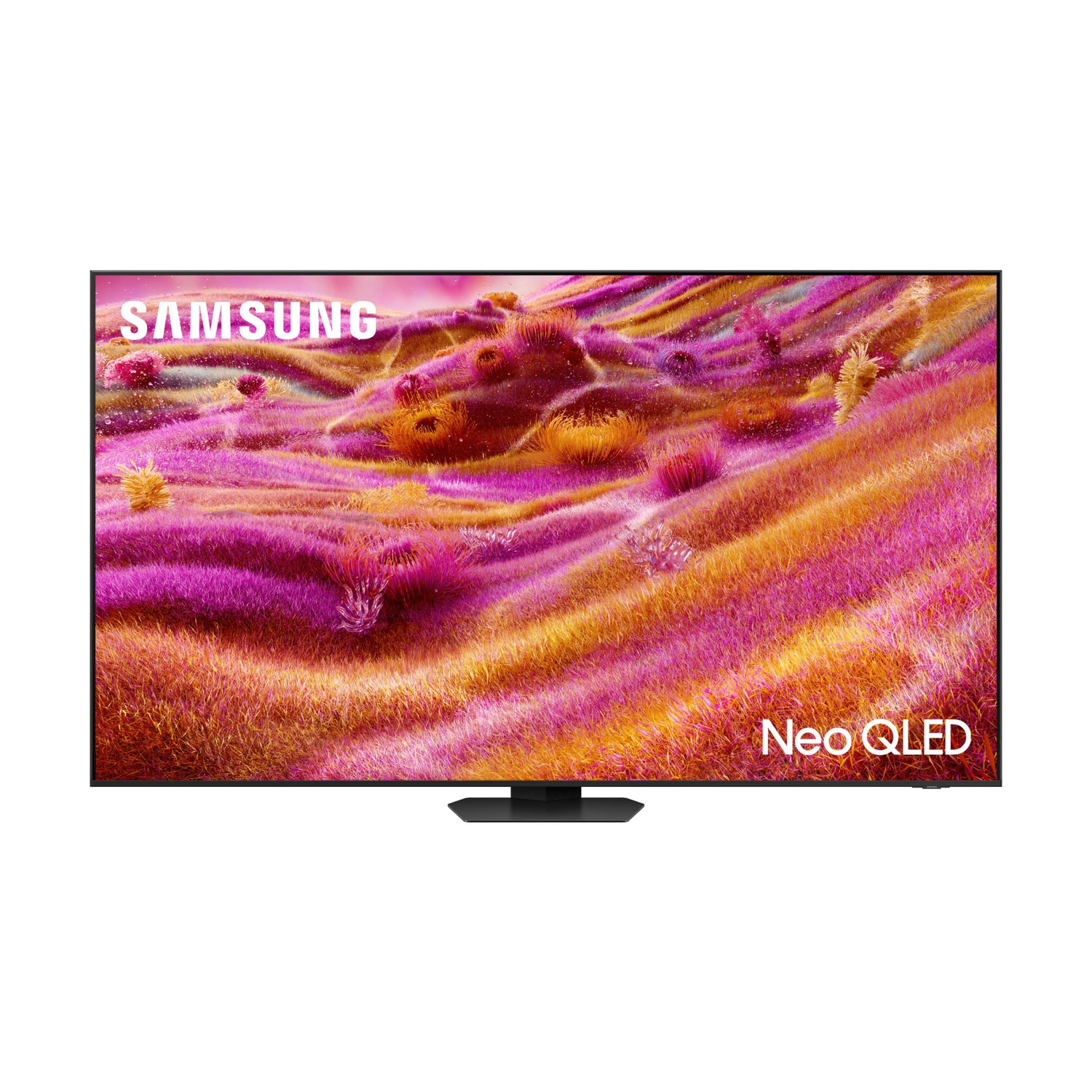 Una TV Samsung Neo QLED che mostra una scena astratta e colorata.