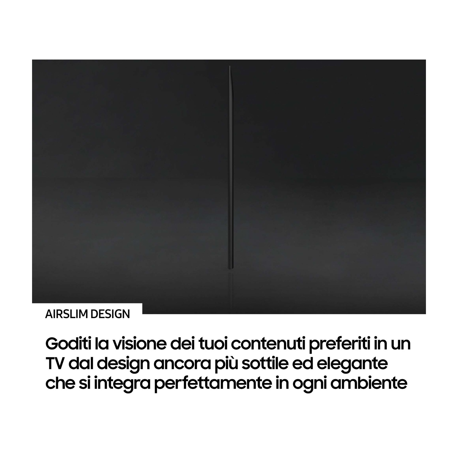 Un TV nero ultrasottile dal design minimalista.