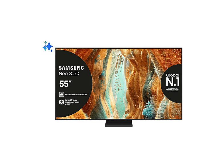SAMSUNG QE55QN70FAUXZT, Smart TV Neo QLED 55'', Vision AI, 4K Mini LED, Processore NQ4 AI Gen2, 4K Upscaling, Motion Xcelerator 144Hz, Quantum HDR, OTS Lite, AirSlim Design