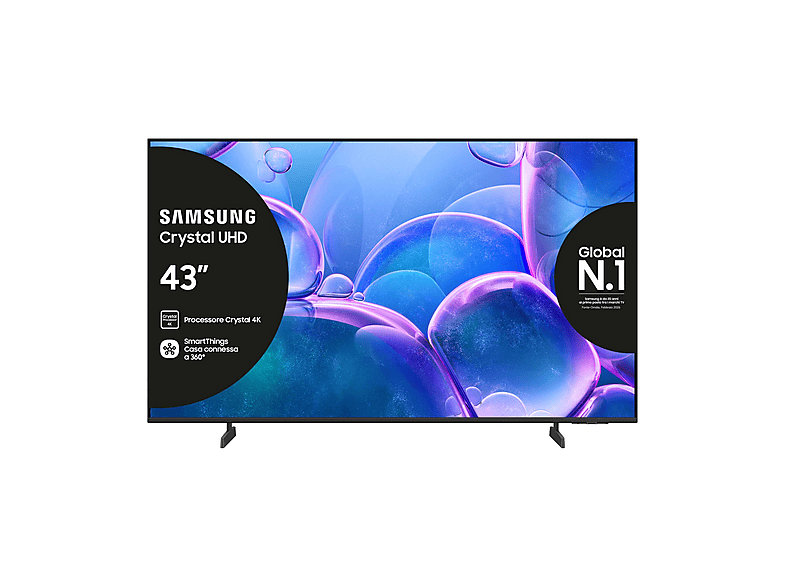 SAMSUNG UE43U7000FUXZT, Smart TV Crystal UHD 43'', 4K, Processore 4K, HDR, Experience, OTS Lite & Adaptive Sound, Metal Stream Design