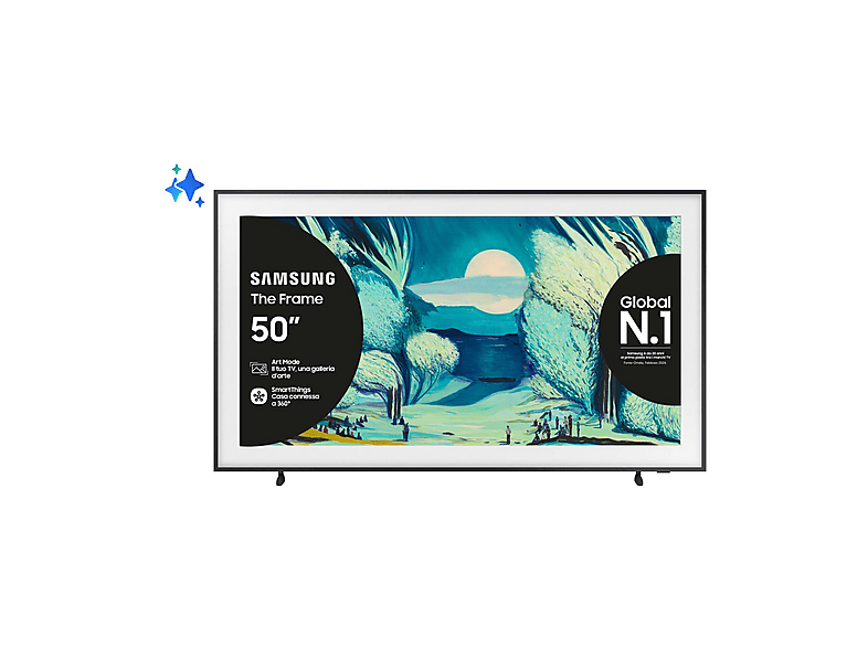 SAMSUNG QE50LS03FAUXZT, The Frame Smart TV 50'', 4K, Processore NQ4 AI Gen2, 4K Upscaling, Art Mode, Matte Display, Quantum HDR, Dolby Atmos & OTS Lite, Modern Design