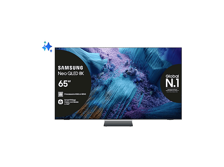 SAMSUNG QE65QN990FTXZT, Smart TV NEO QLED 65'', Vision AI, Mini LED, Processore NQ8 AI Gen3, 8K Upscaling Pro, Glare Free, Neo Quantum HDR 8K Dolby Atmos & OTS Infinity Air Design