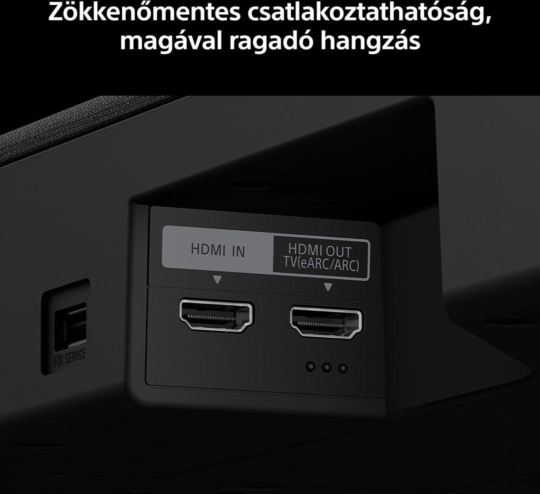 HDMI-portok közeli képe: HDMI IN és HDMI OUT TV-hez.