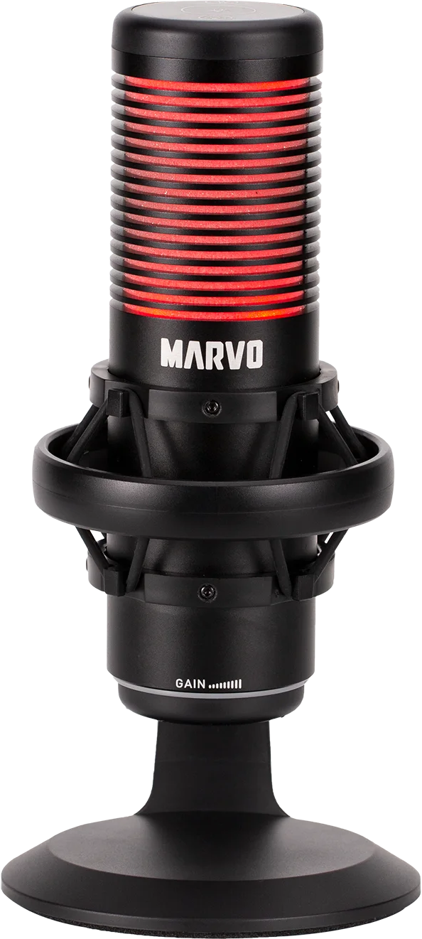 MARVO Blast 60 asztali streaming mikrofon, USB, LED világítás, fekete (MIC-07BK)