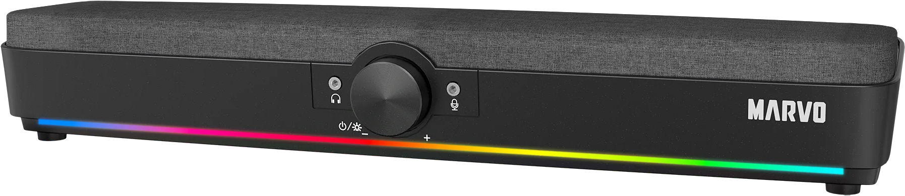 Fekete Marvo hangprojektor szövettetővel és RGB világítással.