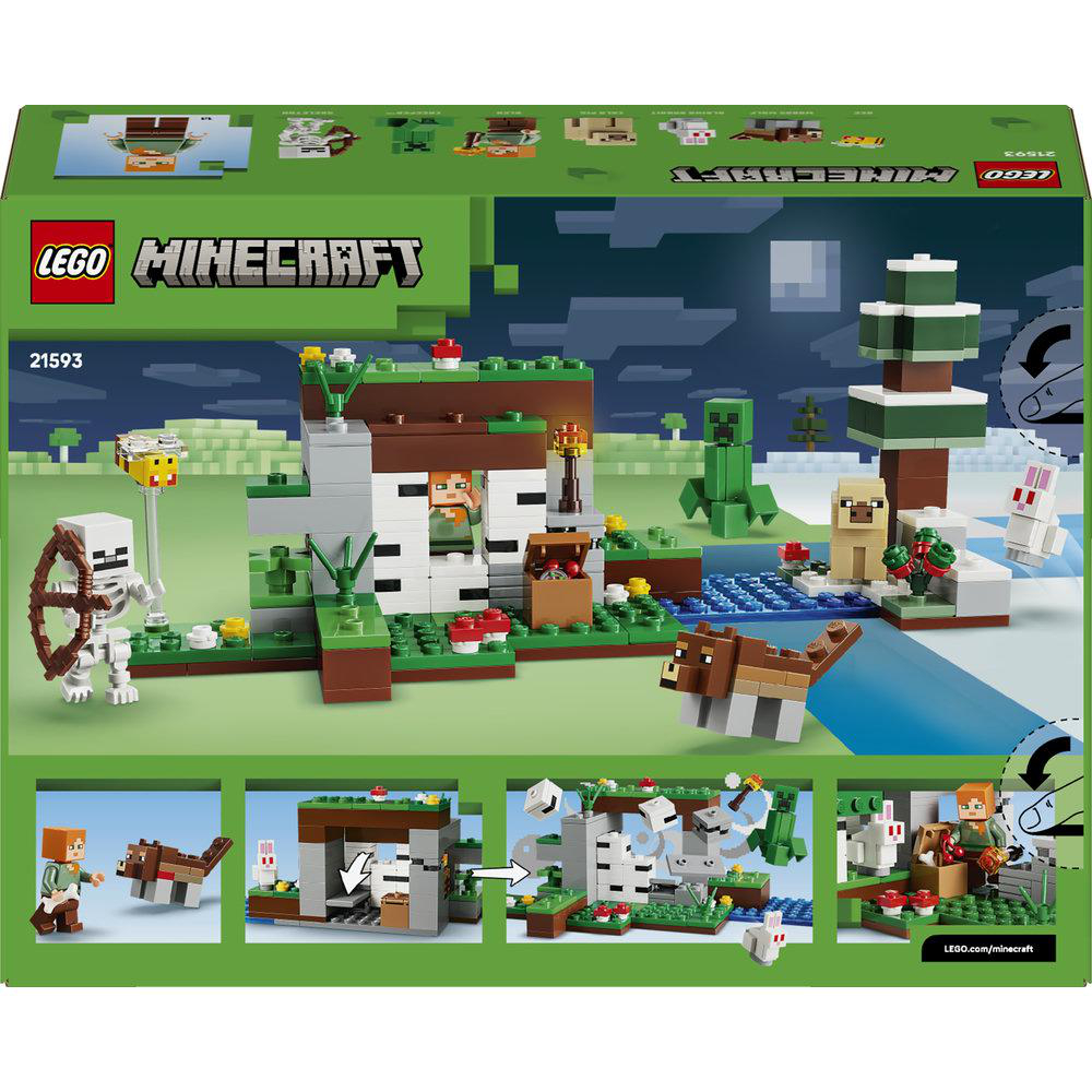 LEGO Minecraft-Set mit Skelett, Creeper, Hasen, Bär und Haus.