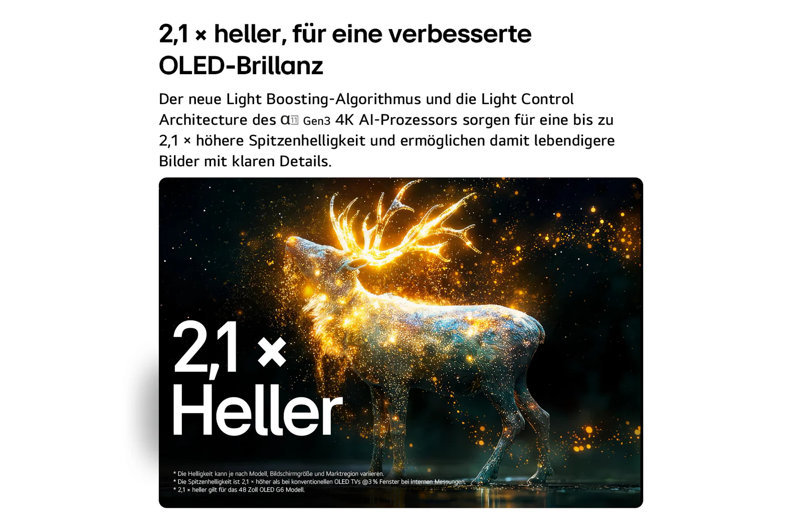 Ein Hirsch aus goldenen Partikeln leuchtet vor dunklem Hintergrund.