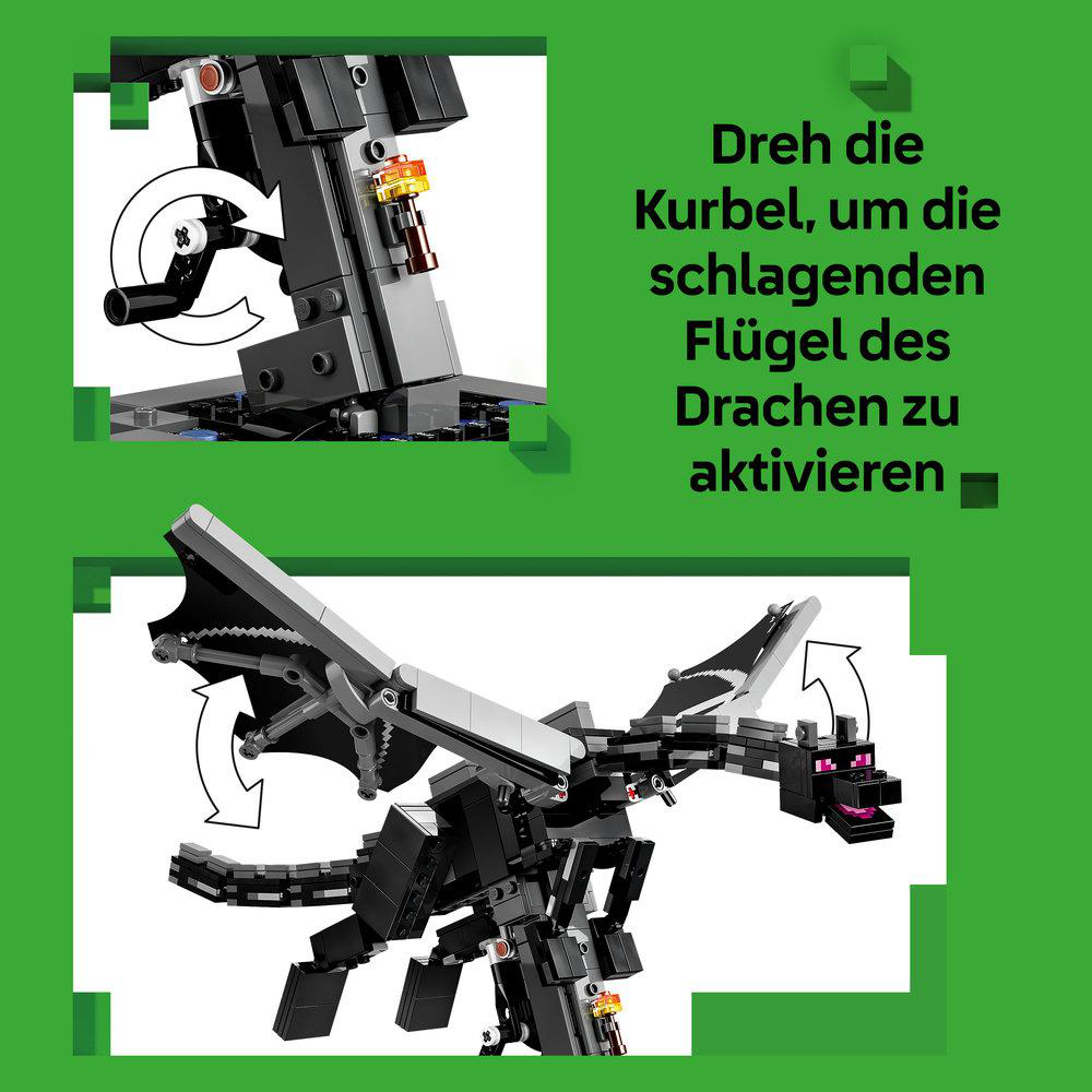Drehen Sie die Kurbel, um die schlagenden Flügel des Drachen zu aktivieren.
