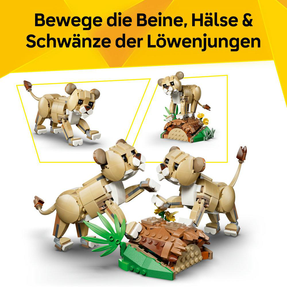 LEGO Löwenjungen bauen, mit beweglichen Beinen, Hälsen und Schwänzen.