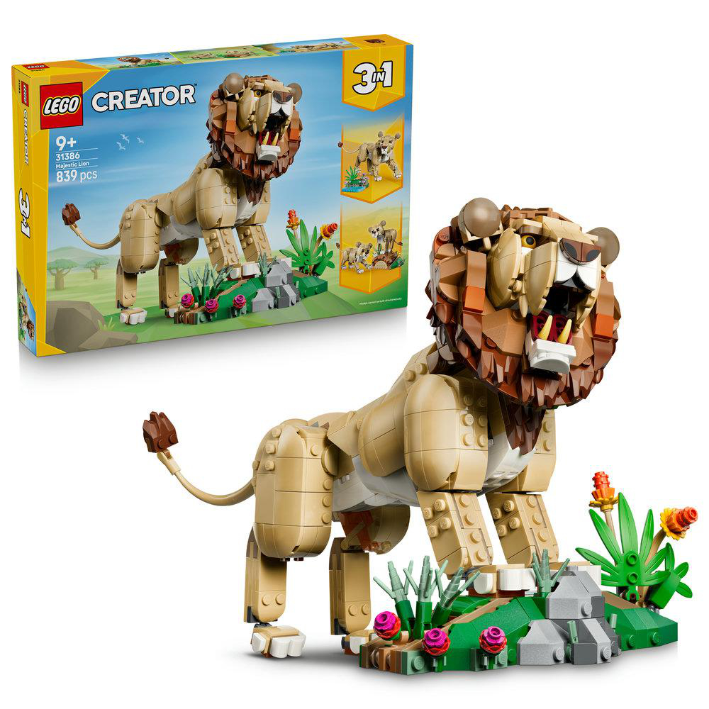 LEGO Creator majestätischer Löwe mit Bauanleitung und Spielplatz.