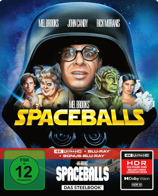 Spaceballs-Filmplakat mit Mel Brooks, John Candy, Rick Moranis & Rick Moranis.