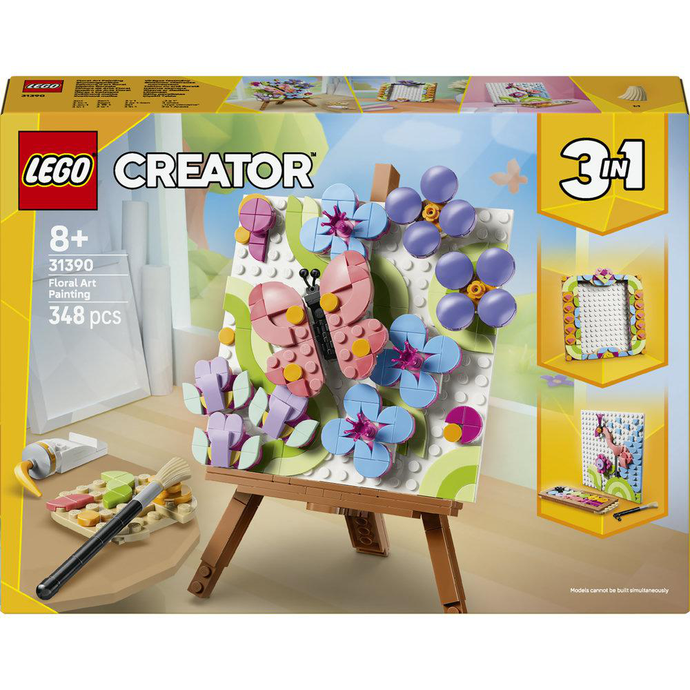 LEGO Creator Set mit Blumen und Schmetterlingen auf einer Staffelei