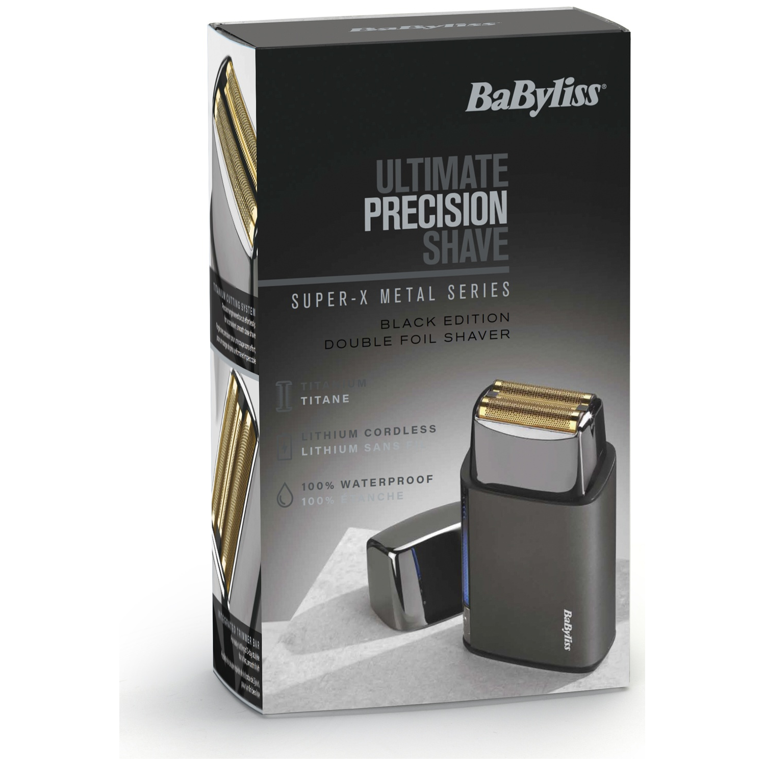 Doos BaByliss Ultimate Precision Shave, dubbel folie scheerapparaat, zwarte editie.