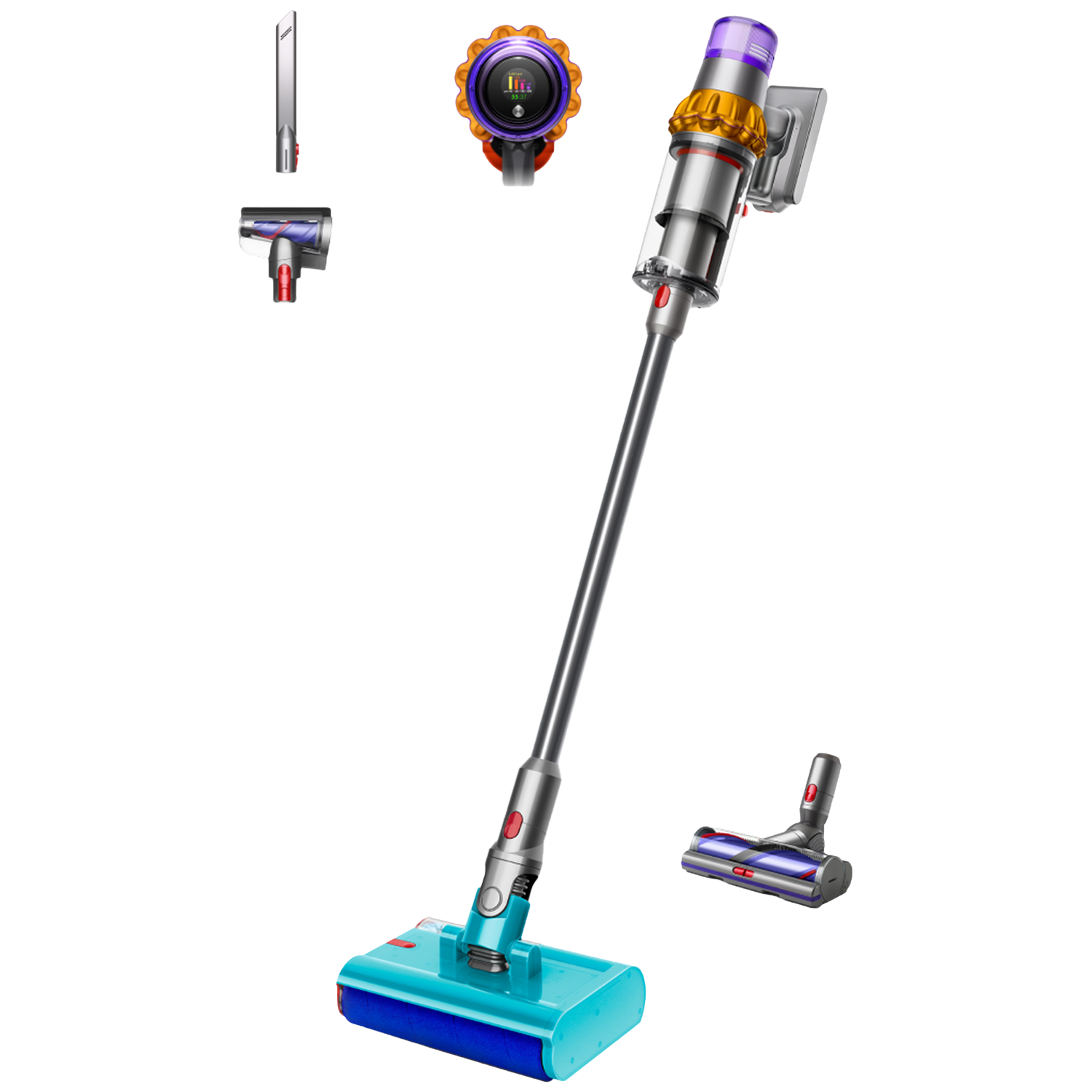 DYSON V15s Detect Submarine met dweilfunctie Steelstofzuiger incl. kruimelzuiger Geel/Nikkel