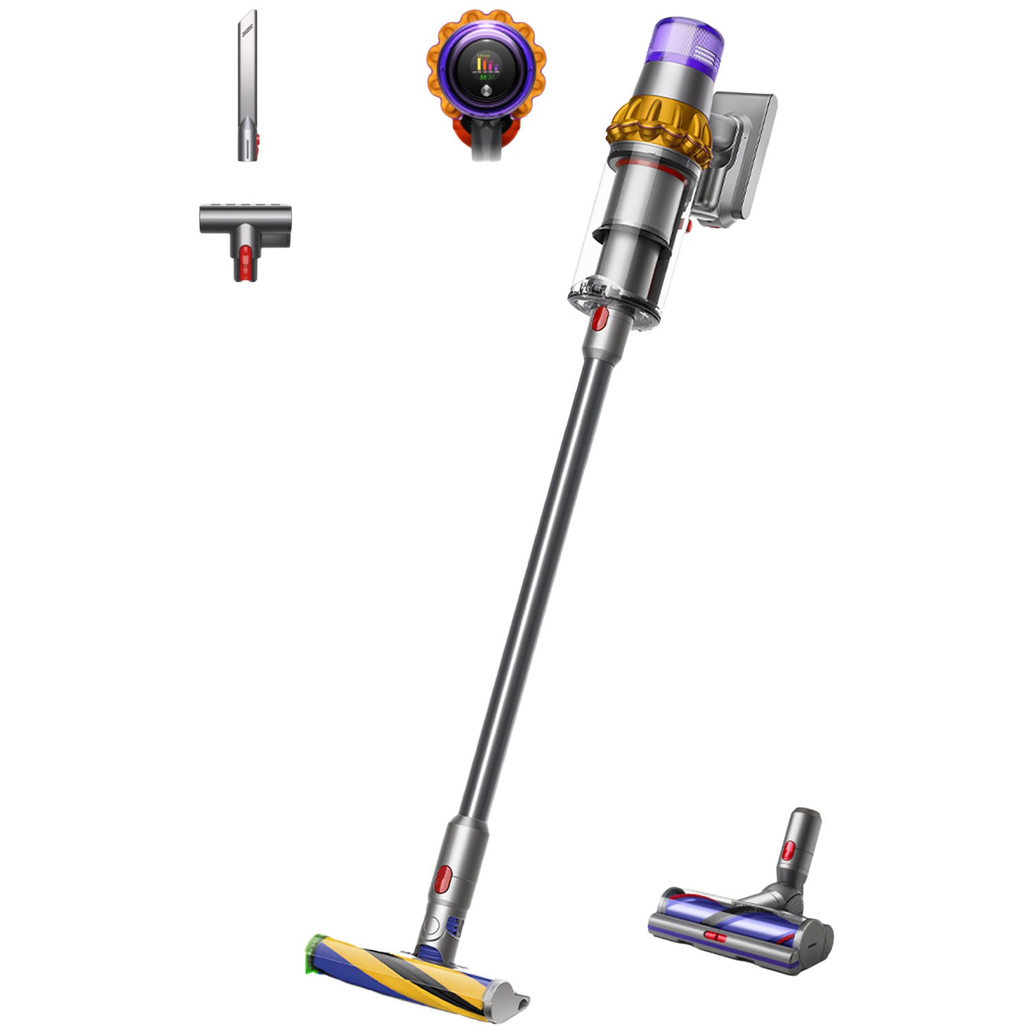 DYSON V15 Detect Absolute - Steelstofzuiger incl. kruimelzuiger - Accuduur 60 min - Geel/Nikkel