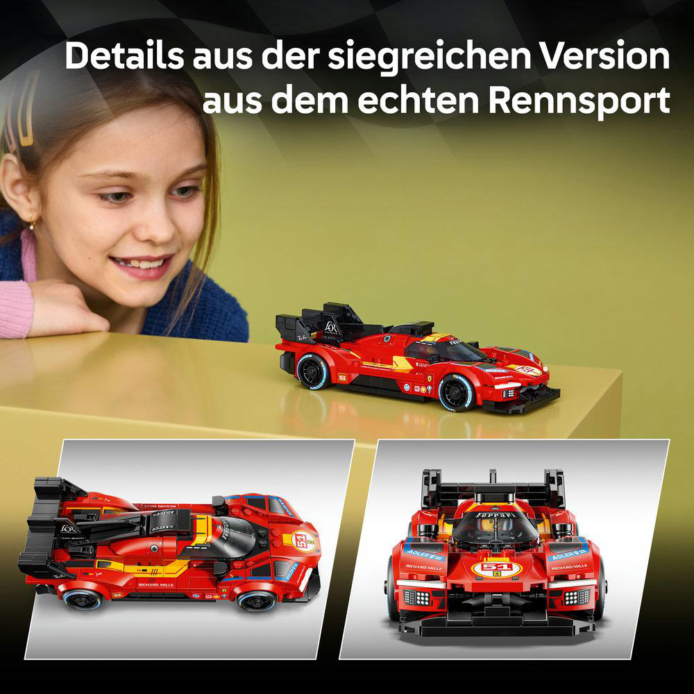 Ein Mädchen schaut auf rote Rennautos. Details aus dem Rennsport.