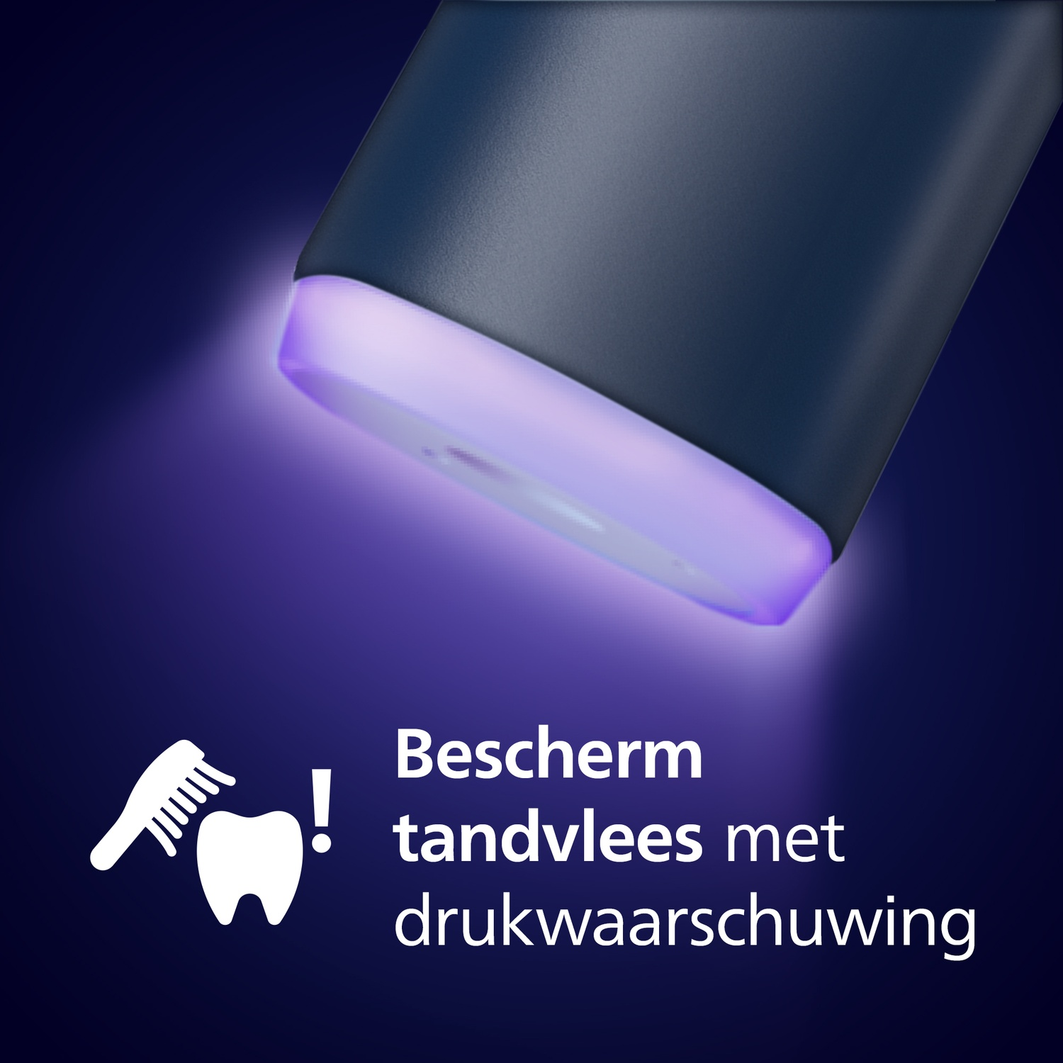 Een tand met een tandenborstel en een uitroepteken.