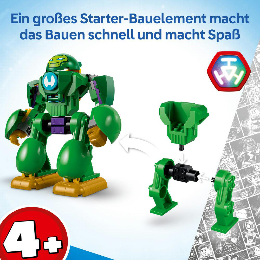 Grüner Lego-Roboter mit Bauanleitung und Altersempfehlung 4+