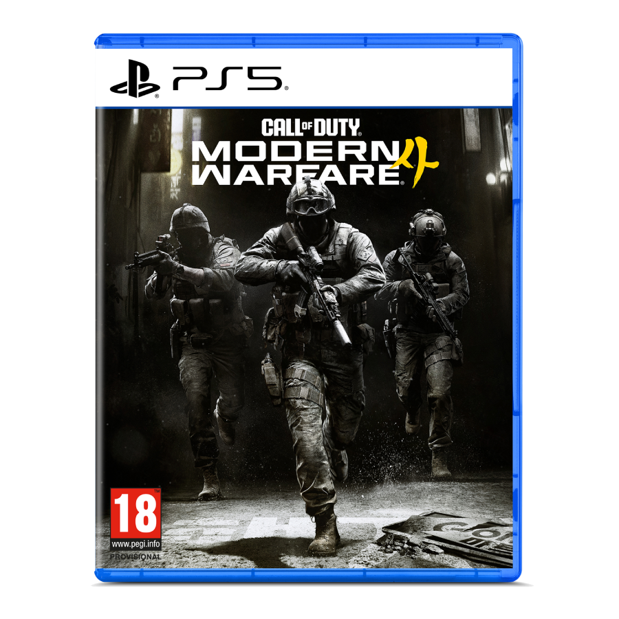 Portada del juego Call of Duty: Modern Warfare II PS5 con soldados con equipo táctico.
