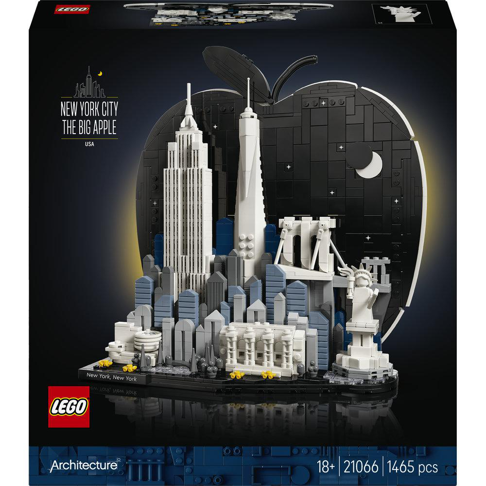 LEGO-Modell von NYC mit Freiheitsstatue, Empire State Building, im Apfel-Design.