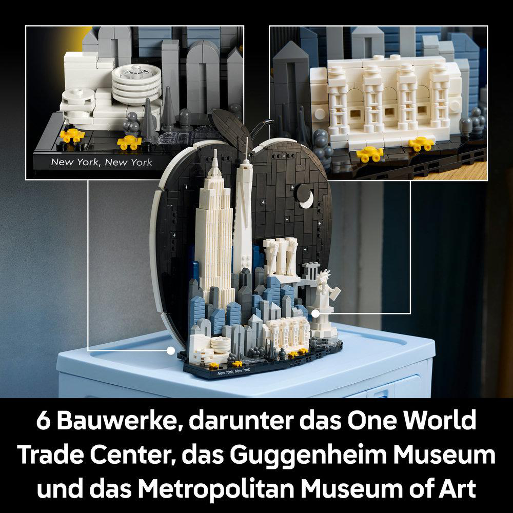 Lego-Modelle von New Yorker Wahrzeichen, darunter das One World Trade Center.