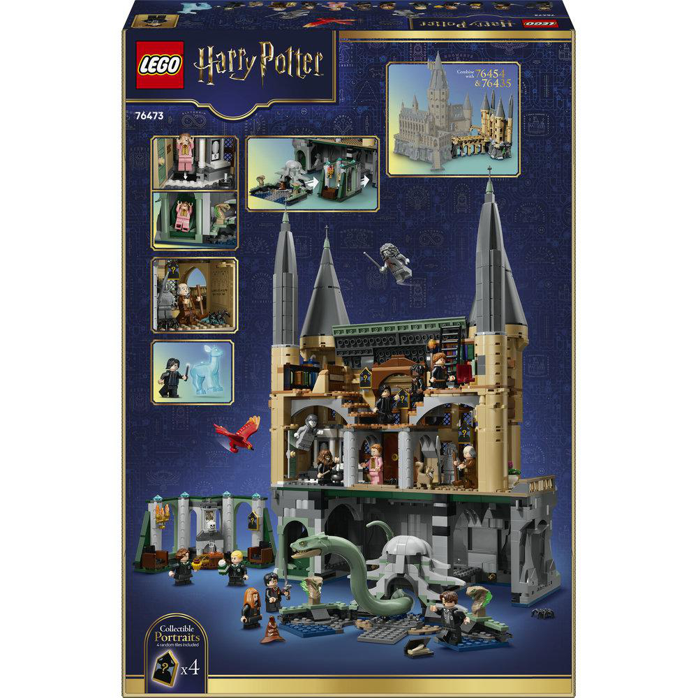 Lego Harry Potter Schloss mit Figuren und dem Basilisk.