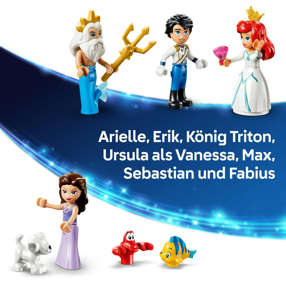 Figuren von Arielle, Erik, Triton, Ursula, Max, Sebastian und Fabius.