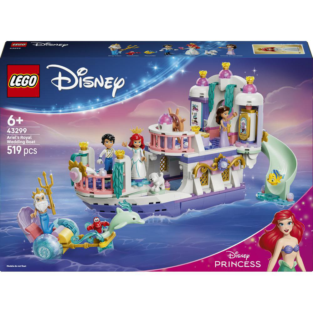 LEGO Disney Arielles königliches Hochzeitsboot-Set mit Figuren und Boot.
