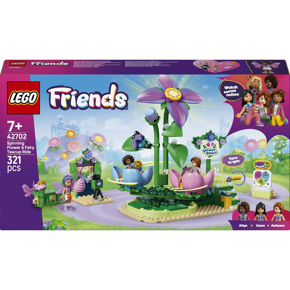 LEGO Friends Spielzeug mit einer Feenkarussell-Fahrt und lila Blüten.