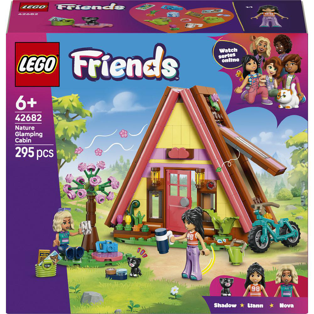 LEGO Friends Natur Glamping Hütte Bauspielzeug mit Figuren und Zubehör.