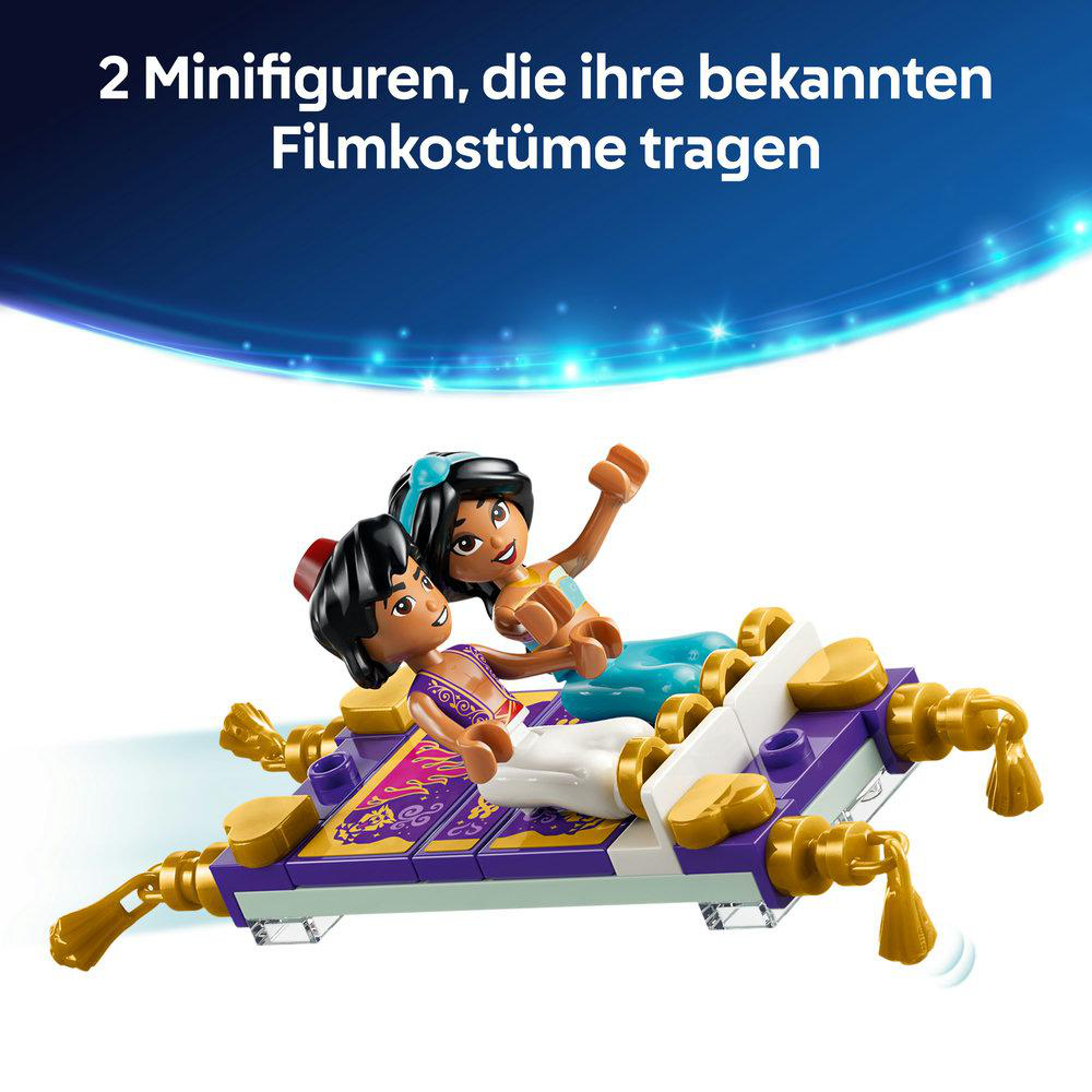 Zwei Minifiguren auf einem Teppich, eine in Blau und eine in Weiß/Rot.